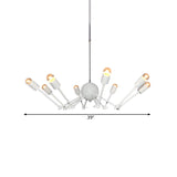 Modernist White Spider Chandelier - 8-Bulb Iron Pendant Light With Extendable Design