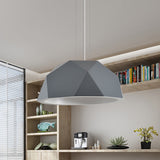 Modern Faceted Hemispherical Hanging Lamp In Sleek Resin - Single Pendant Light For Guest Room