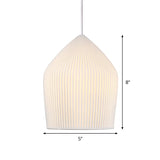 Sleek Prismatic Glass Pendant Light Kit With Single Suspension - White Cloche Hanging Lamp