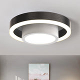 Small Acrylic Ceiling Flush Nordic Led Mount Lighting - Dual Hoop Design Black/Coffee/Gold Ideal For