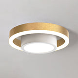 Small Acrylic Ceiling Flush Nordic Led Mount Lighting - Dual Hoop Design Black/Coffee/Gold Ideal For