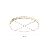 Minimalist Crystal Encrusted Led Flushmount Ceiling Light - White Circle Division 16.5/20.5 W With