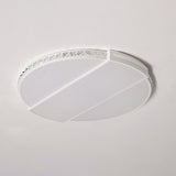 Modernist White Led Ceiling Lighting For Bedroom - Faceted Cut Crystal Disc Flush Mount (16/20.5