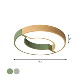 Grey/Green-Wood Double Arch Flushmount Nordic Iron Led Ceiling Mounted Light - 16.5/20.5 Diameter