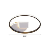 Modern Geometric Led Flushmount Ceiling Lamp - Thin Acrylic Black-White 16.5’/20.5’ W