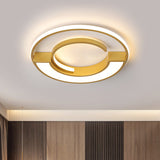 Contemporary Gold Aluminum Ceiling Lamp - Led Flushmount Lighting In Warm/White Light (16.5 Or 20.5