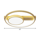 Modern Golden Flush Ceiling Light - 18’/22’ Wide Led Flushmount With Warm/White
