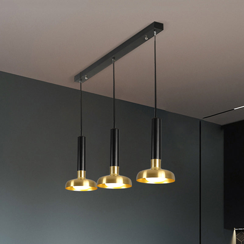 Mid Century 3-Light Torch Multi-Pendant Metal Kitchen Bar Suspension Light - White/Black-Gold