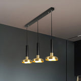 Mid Century 3-Light Torch Multi-Pendant Metal Kitchen Bar Suspension Light - White/Black-Gold