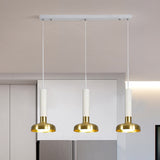 Mid Century 3-Light Torch Multi-Pendant Metal Kitchen Bar Suspension Light - White/Black-Gold