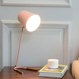 Swivelable Pink/Green Tapered Nightstand Light: Macaron Iron Table Lamp With Fork Base