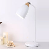 Macaron Pivoting Domed Table Lamp - Sleek Metal Single Night Light For Bedroom In Yellow/Black/White