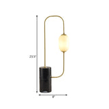 Designer Matte Glass Circuit Nightstand Lamp - Black And Gold Table Lighting With Cylinder Marble