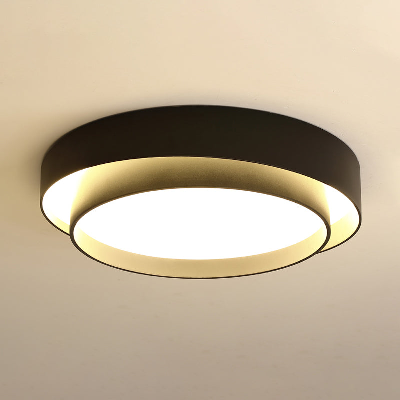 Simple Led Flush Mount Acrylic White/Black Circle Ceiling Light Fixture – 16’/19.5’ Wide