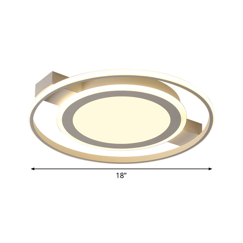 Minimalist White Acrylic Flush Mount Ceiling Lamp - 18/21.5 Wide Led Light Fixture With Warm/White