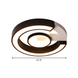 Modern Black Flush Mount Led Ceiling Light Curved Acrylic Fixture In Warm/White 18/21.5 Width