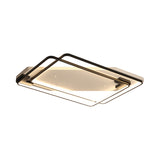 Led Ceiling Light Fixture - Modern Black-White Aluminum Overlapping Rectangle Flush Mount For Living