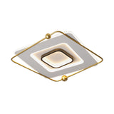 Modern White-Gold Tiered Led Flush Mount Ceiling Light Thin Square Aluminum Fixture (18/22 Width) -