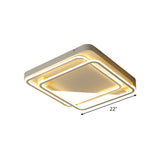 Sleek Square Hoop Ceiling Flush Led Lighting For Bedroom - 16.5’/22’ Wide Iron Mount With