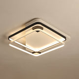 Minimalist Silica Gel Led Ceiling Lamp With Dual Square Ring Design In Warm/White Light - 18/22 W