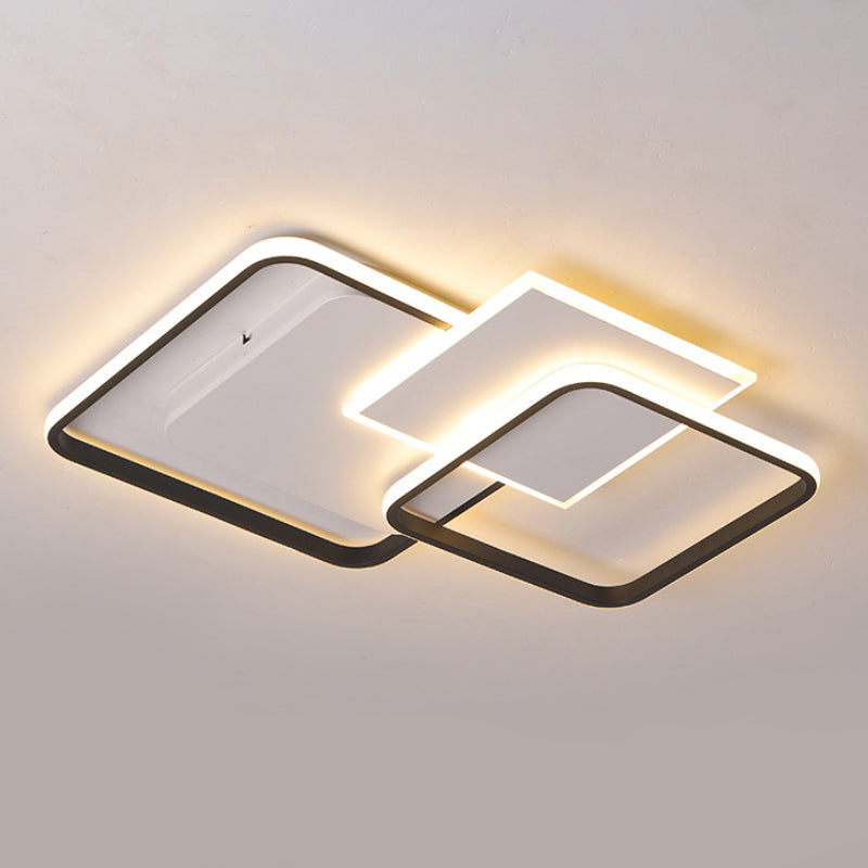 Modern Strewed Design Square Flush Led Ceiling Light For Bedroom - 18’/24.5’ Warm/White Black -