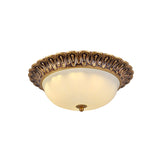 Minimalist Bowl Flushmount With White Cloud Glass - Brass Trim 2/3 Lights