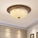 Minimalist Bowl Flushmount With White Cloud Glass - Brass Trim 2/3 Lights