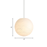 White Textured Spherical Pendant Lamp - Simple Acrylic Bistro Light (8/12 Inch Dia)