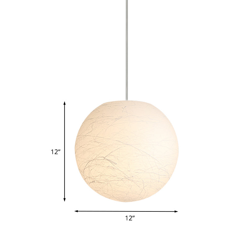 Sleek White Acrylic Pendant Lamp With Textured Surface - 8/12 Inch Dia