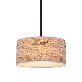 Modern Flaxen Drum Pendant Light With Script Lamp Shade - Available In 12 Or 16 Diameter