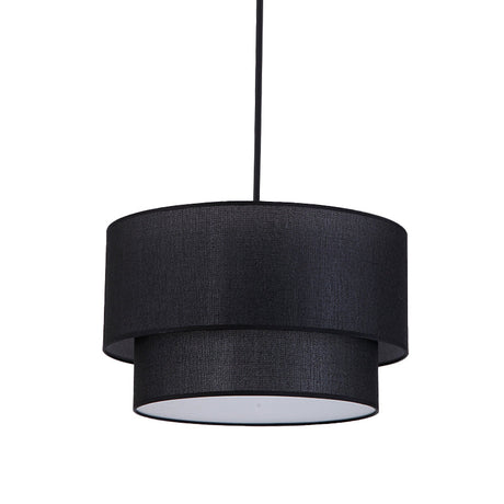 Modern Duel-Tone Drum Shade Ceiling Lamp For Dinette - White/Flaxen/Black