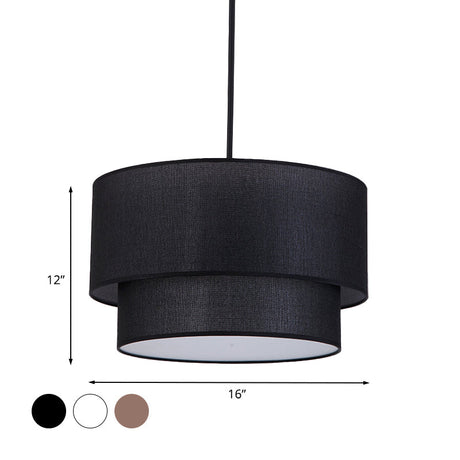 Modern Duel-Tone Drum Shade Ceiling Lamp For Dinette - White/Flaxen/Black