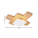 Nordic Wood Led Flush Light - Jigsaw Puzzle Ceiling Mount For Family Room With Acrylic Shade