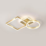 Geometric Led Ceiling Lamp In Golden/Coffee - Warm/White Light 20.5/34 L