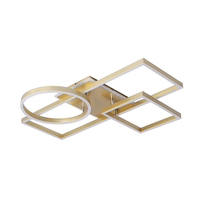 Geometric Led Ceiling Lamp In Golden/Coffee - Warm/White Light 20.5/34 L