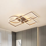 Geometric Led Ceiling Lamp In Golden/Coffee - Warm/White Light 20.5/34 L Coffee / 34 White