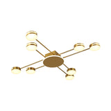 Modern 2-Tier Iron Flush Mount Chandelier With 8 Lights In Black/Gold Finish - Warm/White/Natural