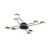 Modern 2-Tier Iron Flush Mount Chandelier With 8 Lights In Black/Gold Finish - Warm/White/Natural