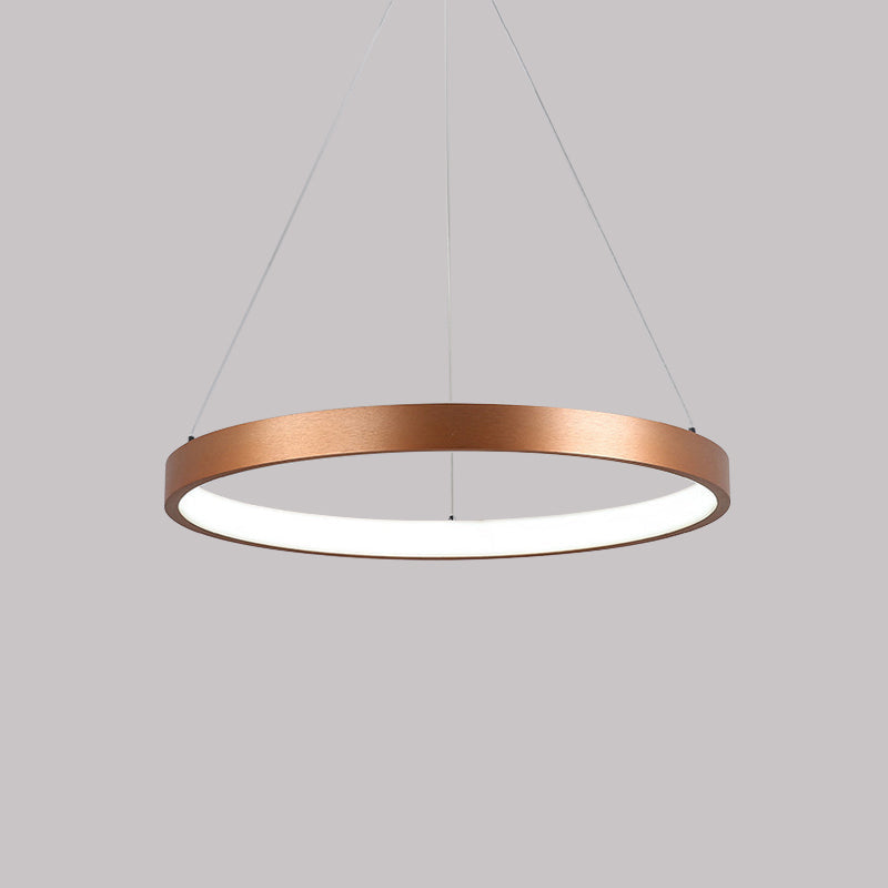 Metallic Minimalist 3-Tier Hoop Led Chandelier In Gold - Warm/White Light