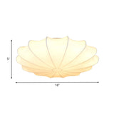 Contemporary White Flush Ceiling Light - Elegant Fabric Mount For Hallway