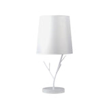 Modernist Coral Lounge Table Lamp With Barrel Fabric Shade In Black/White