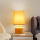 Macaron Table Lamp With Fabric Shade & Glass Base - 1 Light Blue/Yellow/White