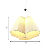Modern White Hexagon Pyramid Drop Pendant Ceiling Light With Fabric Shade And 3 Bulbs