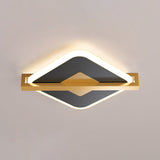 Vintage Acrylic Led Ceiling Mount Light - Black/White-Gold Rhombus Design With Frame Guard