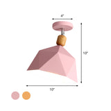 Shade Faceted Dome Ceiling Light Fixture - Macaron Metal Semi-Flush Mount For Apartments