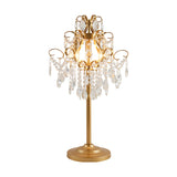 Modern Cascading Crystal Table Light With Faceted Design - Brass Night Lamp For Sitting Room (2