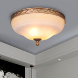 Vintage Amber Glass Ivory Ceiling Lamp - Curved Dome 14.5/16.5/20 Wide Led Flush Mount Fixture