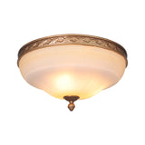 Vintage Amber Glass Ivory Ceiling Lamp - Curved Dome 14.5’/16.5’/20’ Wide Led Flush Mount Fixture