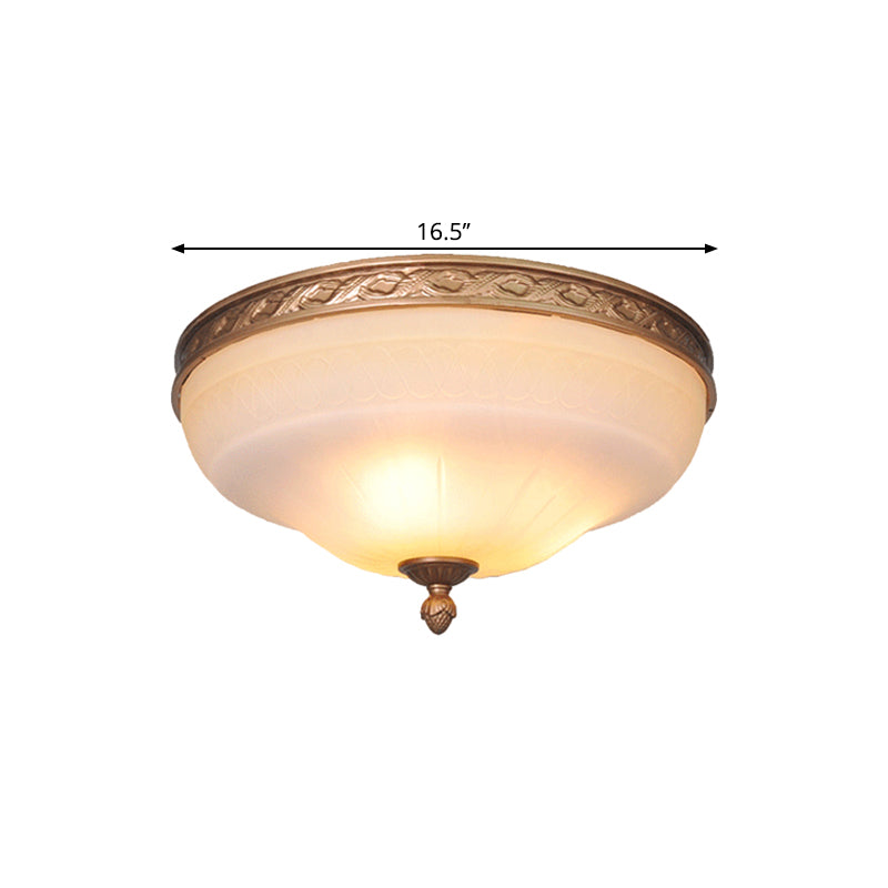 Vintage Amber Glass Ivory Ceiling Lamp - Curved Dome 14.5/16.5/20 Wide Led Flush Mount Fixture