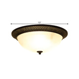 Opaline Glass Brass Flush Mount Led Ceiling Light For Hallway - Classic & Stylish 12.5’/15’ W